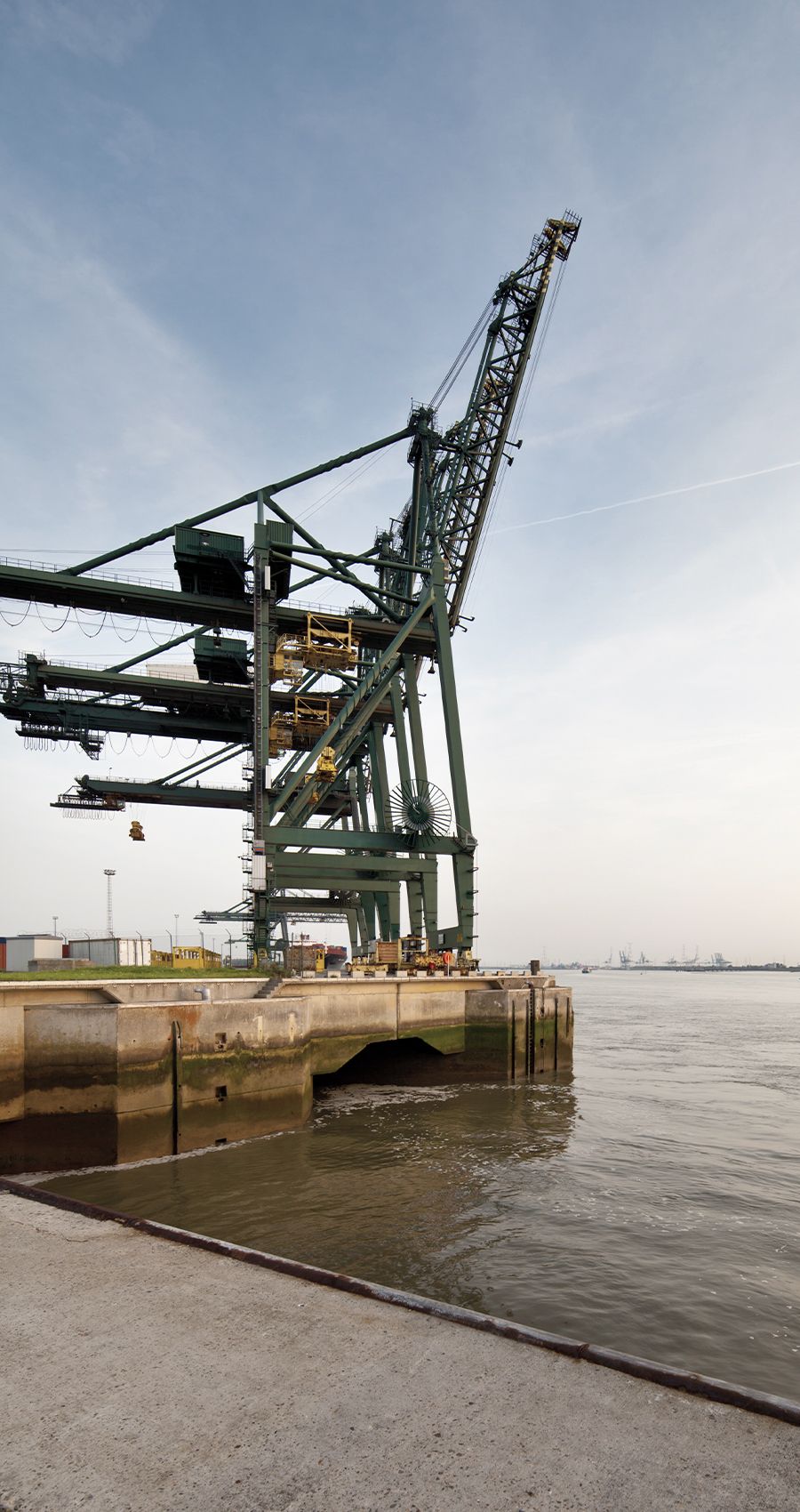 a crane near the sea